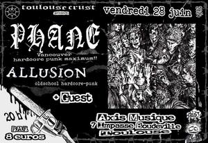 PHANE (canada - oldschool hardcore-punk) + ALLUSION (toulouse - oldschool hardcore-punk) + BLACK DROSERA (toulouse - turboviolence) + TIMMY TRAMPEATER (ariège - hardcore folk punk one man band)